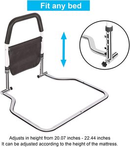 Carriles de cama para ancianos Barra de asistencia para cama de Hospital con bolsillo de almacenamiento para adultos mayores, soporte de mango para entrar y salir de B - Product Image 3