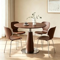 Table basse simple en bois massif rétro, petite table ronde pour balcon, table à manger, table de réception et de négociation avec chaises