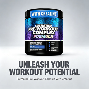 Polvo Pre-Entrenamiento Blue Razz OEM Personalizado, Fórmula Limpia con <span class=keywords><strong>Creatina</strong></span>, Beta <span class=keywords><strong>Alanina</strong></span> y Suministro Nutricional Diario para el Gimnasio, 30 Porciones - Product Image 3