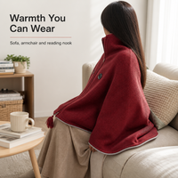 Couverture électrique portable en gros, à enfiler sur les vêtements de tous les jours, en tricot côtelé et polaire douce, idéale pour la lecture à la maison