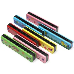 Cartoon Pattern Wood Harmonica 16 fori in legno per principianti armonica bocca organo, kid Adult beginners strumento musicale giocattoli regali