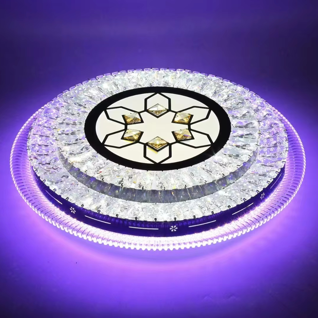 Wholesale Modern Crystal Ceiling Lamps for Indoor Living Rooms, Bedrooms, Hotels, LED Light Sources RGB