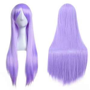 Perruque de cosplay transfrontalière universelle, cheveux longs et raides colorés de 80 cm, style européen et américain, article le plus vendu, stock AliExpress élevé - Product Image 3