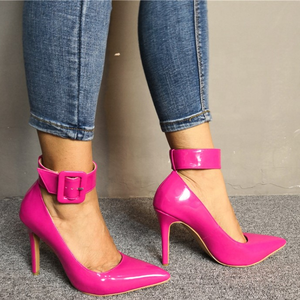 3D Patterns Ankle Buckle Strap Thin Heel Women Dress <b>Shoes</b> Reflective Upper Ladies Pointed Toe Dating Pump Plus Size 47 - Product Image 6