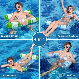 Lot de 2 flotteurs gonflables 4-en-1 en PVC épais multi-usages pour piscine, <span class=keywords><strong>hamac</strong></span> d'eau pour adultes, radeaux de transat. - Product Image 2