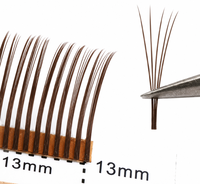 Extensions de cils en grappe 5D Flora Brown, 100% faites à la main, matériau BSF, naturelles et douces, 12mm, option logo personnalisé, 100/paquet, vente en gros