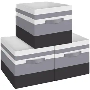 Clothes Storage Bins Foldable Fabric Boxes with Handles and Cardboard for Closet Bedroom Living Room
