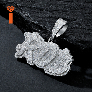 Collier Pendentif Personnalisé Hip Hop Lettre <span class=keywords><strong>ROB</strong></span>, Breloque Nom Bulle Moissanite Iced Out, Chaîne Corde Lourde, Pendentif Homme - Product Image 3