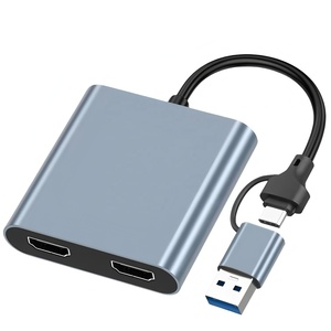 <span class=keywords><strong>Hub</strong></span> USB Type C vers <span class=keywords><strong>double</strong></span> <span class=keywords><strong>HDMI</strong></span> 4 en 1, 4K, multi-écrans, extension du mode miroir pour téléphone, tablette, ordinateur portable - Product Image 1