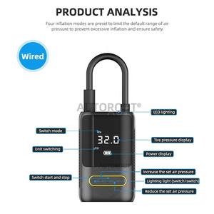 Mini-<span class=keywords><strong>compresseur</strong></span> d'air portable de haute qualité, gonfleur de pneus numérique avec manomètre, pour voiture, usb, DC 12V - Product Image 6