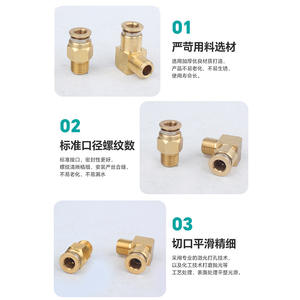 Raccords pneumatiques Huihong à connexion rapide en laiton, coudes et raccords droits à filetage externe pour tuyaux d'huile de lubrification de machines-outils - Product Image 3