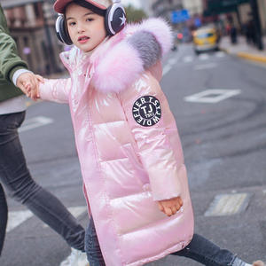 Piumino per bambini e giacca di cotone da bambina stile medio-lungo medio-grande per bambini elegante e lucido cappotto invernale - Product Image 4