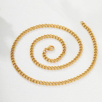 Chaîne cubaine unisexe en or 14 carats, fine, brillante, minimaliste et chic, à coupe latérale, pour anniversaire, couple, empilable, unie, vente en gros, populaire