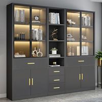 Bibliothèques à portes en verre, étagères de sol murales pour la maison, rangements, présentoirs et classeurs de bureau en verre transparent