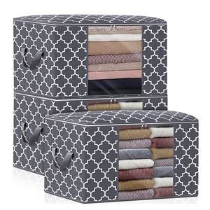 Foldable Organizer Blanket Clothes Organization fabric Storage Containers bags with Reinforced Handle