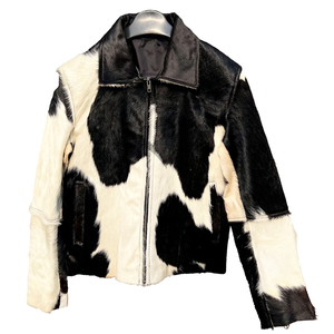 Natural Hair-On-Hide Cow Skin Leather <b>Biker</b> <b>Jacket</b>-Premium Quality Heated Breathable Windproof Winter Coat - Product Image 1