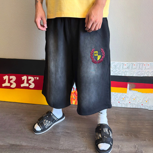 Streetwear Summer 100% Cotton French Terry Sweat Jogging Sports <b>Shorts</b> Custom Embroidery Designer Baggy <b>3</b>/<b>4</b> Long <b>Shorts</b> For Men - Product Image 1