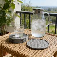 [Pack de 6] Sous-verres classiques en silicone noir de qualité alimentaire, épais, antidérapants, antiadhésifs, écologiques pour la maison