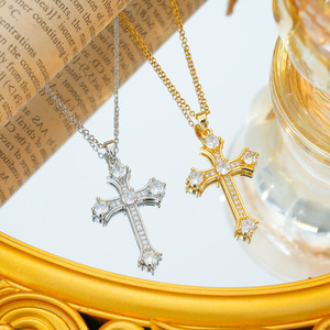 Phong Cách 18K Vàng Thép Không Gỉ Chuỗi Zircon Punk Chữ Thập Vòng Cổ Giản Dị Đảng Lễ Hội Kitô Giáo Món Quà Hoàn Hảo - Product Image 2