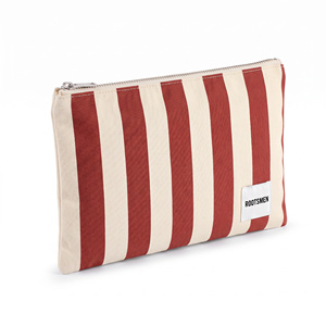 Customized <b>Bags</b> Cotton Canvas Striped Flat Pouch Clutch Cosmetic Makeup <b>Bag</b> <b>Silver</b> Zip Custom Print OEM BSCI - Product Image 5