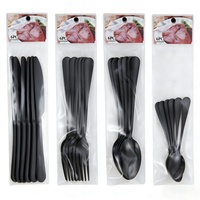 Ensemble de couverts 6 pièces en acier inoxydable de qualité alimentaire, design moderne, écologique et compatible lave-vaisselle, pour table à manger (fourchette et cuillère)