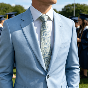 Corbata de Seda con Diseño Jacquard Paisley Azul de 7CM para Hombre, Accesorio Formal para Traje - Product Image 5