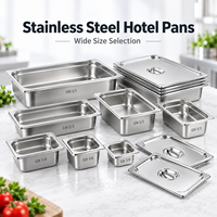 EU&US Edelstahl GN-Behälter Gastronorm-Behälter Stapelbare Buffet-Dampftischpfanne mit Deckel für Restaurant-Lebensmittellagerung