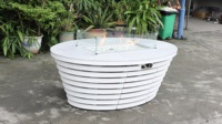 Table de foyer ovale pour l'extérieur avec brûleur en acier inoxydable 50,000 BTU certifié GAR, verre pare-feu et pare-vent gratuits