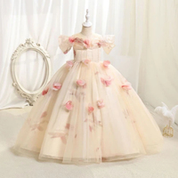Robe de cérémonie Fée des Fleurs pour Filles, Robe de Bal de Luxe en Tulle pour Enfants, Robe de Demoiselle d'honneur pour Petites Filles, Costume de Performance au Piano