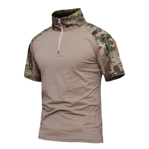 Chemise tactique de combat pour homme 1/4 Zip manches courtes BDU Stretch Slim Fit Shirts Camouflage <span class=keywords><strong>EDC</strong></span> T Shirt Rip Stop Quick Dry - Product Image 1