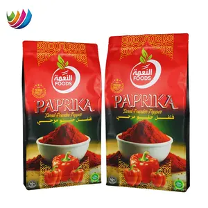 Custom 10kg paprika chilli powder aluminum foil stand up zipper flat bottom pouch bag