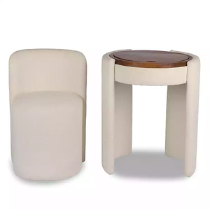 Set Nora con Sedia Imbottita in Tessuto e Specchio Ribaltabile con Vano Portaoggetti, Design Ecologico <span class=keywords><strong>per</strong></span> Arredamento Camera <span class=keywords><strong>da</strong></span> <span class=keywords><strong>Letto</strong></span> - Product Image 4