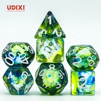 Pour Udixi Logo personnalisable en résine de forme polyédrique RPG jeu de dés glaçure vert avec finition colorée pour donjons et dragons