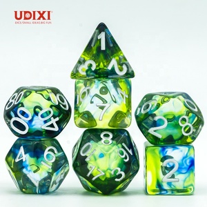 Cho udixi biểu tượng tùy biến đa diện hình nhựa RPG xúc xắc đặt men màu xanh lá cây với màu kết thúc cho ngục tối và rồng - Product Image 1
