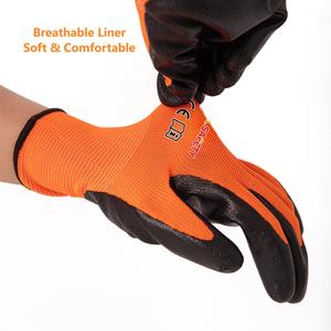 سلامة البناء ، قبضة نتريل سوداء برتقالية ، الحياكة القوية لأعمال البستنة والبناء - Product Image 4