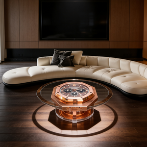Mesa de Centro de Lujo Creativa, Color Oro Rosa, Estilo Artístico Único, Diseño de Reloj de Gran Tamaño, Mueble de Consola para Sala de Estar - Product Image 3
