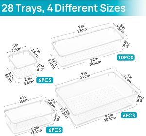 7/16/25pcs Clear <b>Drawer</b> Organizers Set Multifunctional Plastic <b>Storage</b> <b>Box</b> <b>Storage</b> Bins for Makeup/Jewelries/Bedroom/Office - Product Image 4