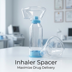 Sshtang Mascarilla Espaciadora de Silicona Transparente para Inhalador, Portátil, <span class=keywords><strong>AeroChamber</strong></span>, para Asma/ODCP, Ajuste Universal, para Inhaladores PMDI, Modelo Fácil - Product Image 2