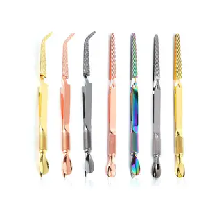 Colorful Stainless Steel Nail Art Pincher Cuticle Pusher False Nail Shaping Tweezers Multi-Function Manicure Tools