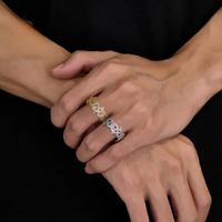 Bague unisexe classique Hip Hop en argent sterling S925 pavée de moissanite D VVS1, style cubain à motif épines et bulles, pour cadeau, fête ou usage quotidien