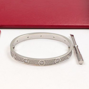 Bracelet de luxe en acier inoxydable plaqué or 18 carats, design classique HR, entièrement pavé de zirconiums cubiques, bracelet à visser unisexe, tendance - Product Image 4