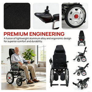 Silla <span class=keywords><strong>de</strong></span> Ruedas Eléctrica Plegable Ligera con Motor y Batería, con Ruedas <span class=keywords><strong>de</strong></span> Aleación <span class=keywords><strong>de</strong></span> Aluminio <span class=keywords><strong>de</strong></span> 10 Pulgadas Delanteras y 16 Pulgadas Traseras, para Personas con Discapacidad - Product Image 3