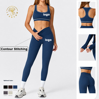 Ensemble de sport respirant 3 pièces pour femme : soutien-gorge, leggings taille haute et veste zippée à col montant, color block, pour yoga, cyclisme et entraînement
