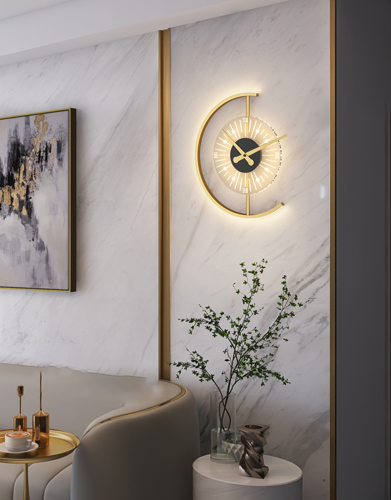 Creative ClockNordic Bedside Clock Wall Decorative Charging Modern Wall Light for Bedroom Bedside Lights - Image 4