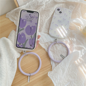 Custodia per telefono con anello a tulipano viola Street Fashion per <span class=keywords><strong>iphone</strong></span> X XS XR 11 <span class=keywords><strong>12</strong></span> 13 Pro Max custodie per telefono per ragazze - Product Image 4
