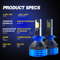 Feux de voiture V60 360W H4 H7 H11 LED, ampoules de phare 6500k pour accessoires de voiture