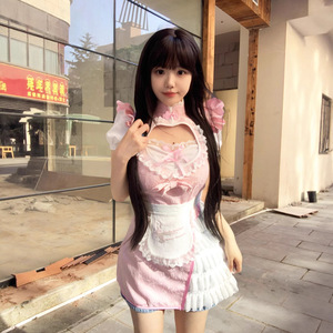 Maid Outfit Pink Cheongsam Dress Women Fancy Costume Cosplay Wear - Product Image 3