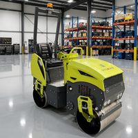Mini-compacteur routier 1 tonne 1,2 tonne à double tambour, diesel, pour asphalte, type autoporté, vibreur d'asphalte, rouleau tandem
