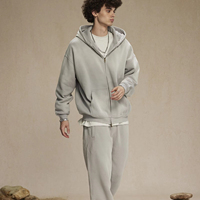 Vente en gros Acid Washed Distressed Cotton Fleece Quality Men's Sun Faded Sweat à capuche zippé personnalisé surdimensionné Streetwear Sweat à capuche de luxe
