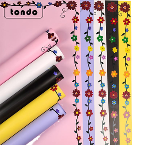 Waterproof Recyclable PVC Coated PE Korean Flower Wrapping <b>Paper</b> <b>Roll</b> 57x57cm for Bouquets with Custom Logo Printed Floral <b>Wrap</b> - Product Image 1